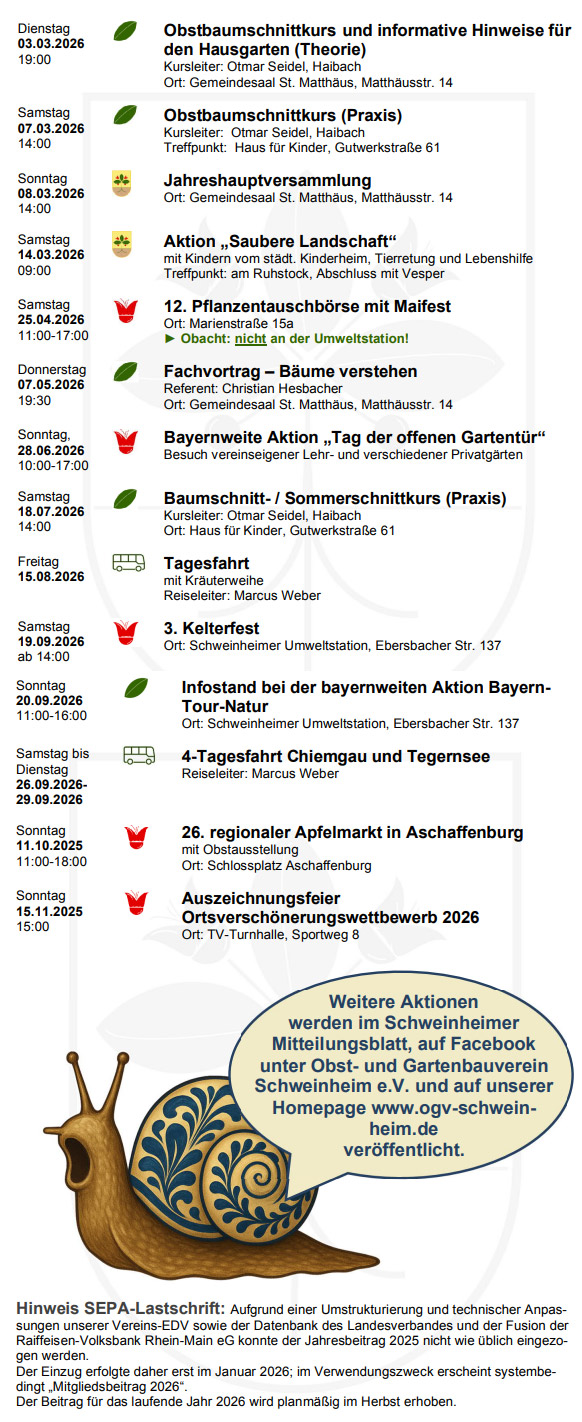 Jahresprogramm OGV Schweinheim
